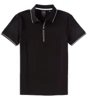 Armani Exchange Slim Fit Zipper Logo Short Sleeve Polo Shirt