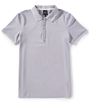 Armani Exchange Slim Fit Zipper Logo Short Sleeve Polo Shirt