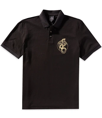 Armani Exchange Snake Graphic Short Sleeve Polo Shirt