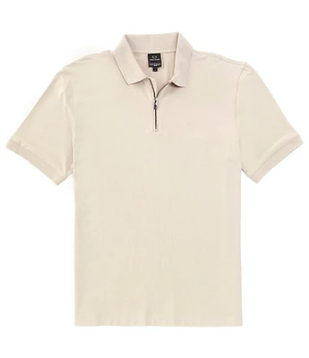 Armani Exchange Stretch Quarter-Zip Short Sleeve Polo Shirt