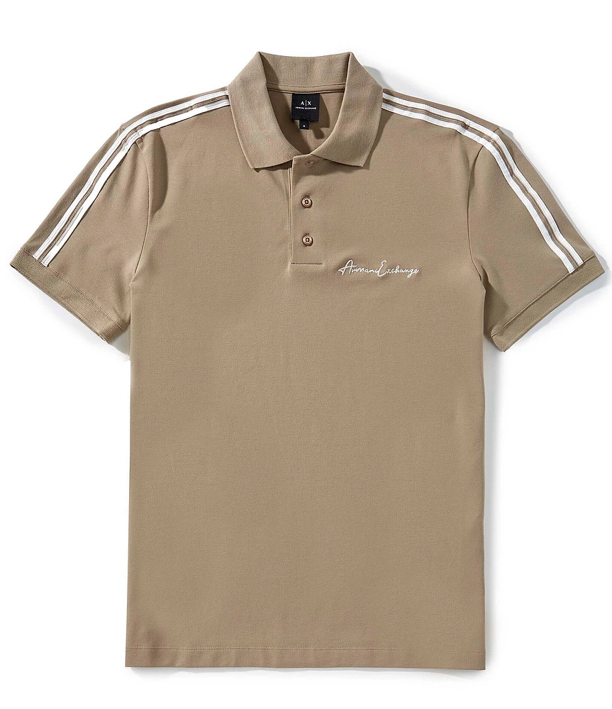 Armani Exchange Stretch Signature Logo Short Sleeve Polo Shirt