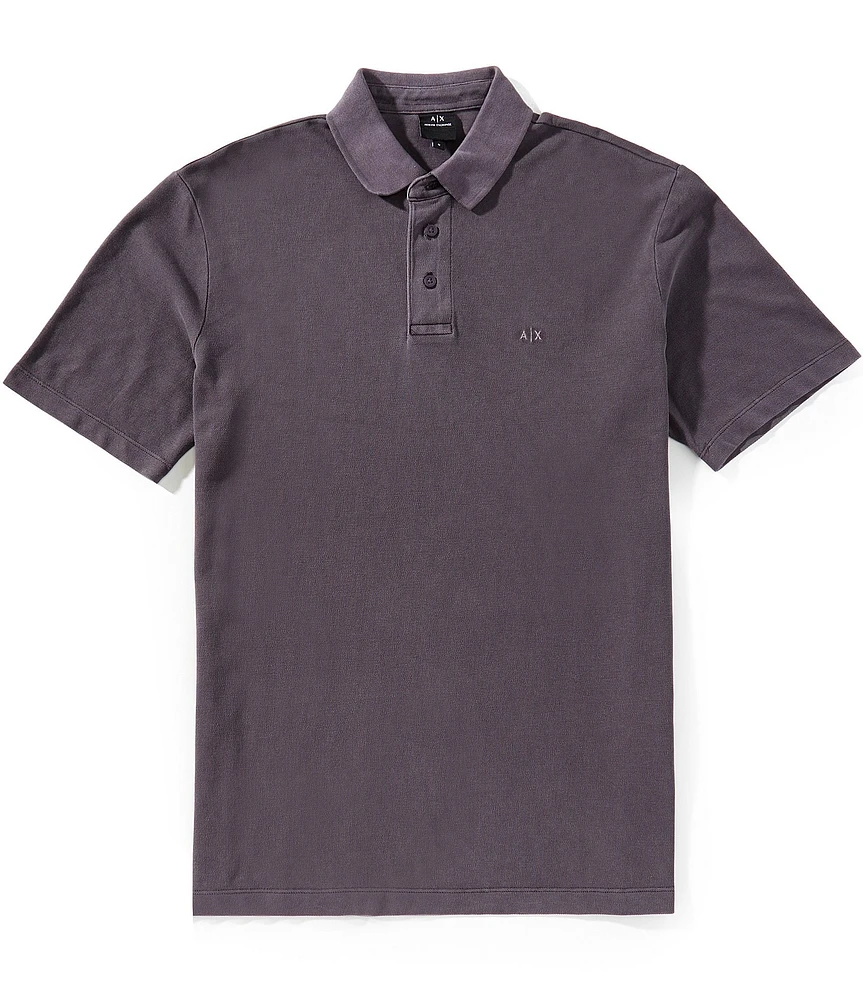 Armani Exchange Washed Pique Short Sleeve Polo Shirt