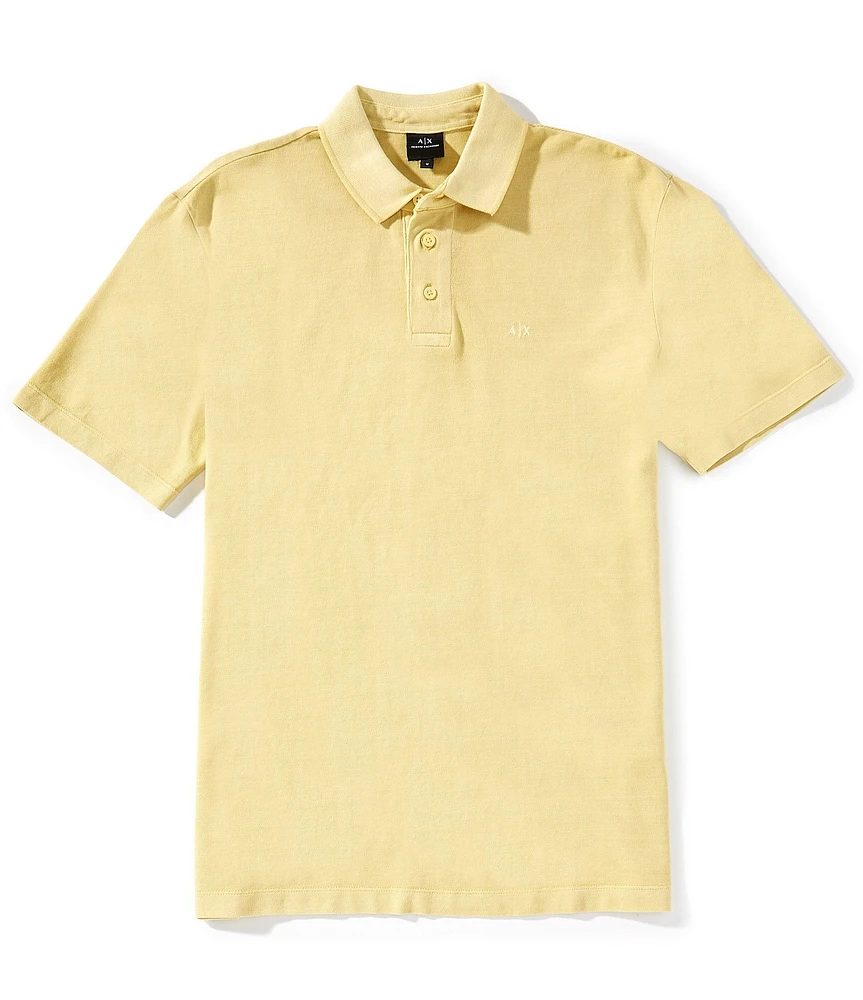 Armani Exchange Washed Pique Short Sleeve Polo Shirt