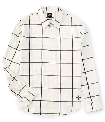 Armani Exchange Windowpane Long Sleeve Woven Shirt