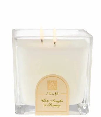 Aromatique White Amaryllis and Rosemary Cube Glass Candle, 12-oz.