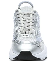 ASH Race Metallic Mixed Media Mesh Lace-Up Sneakers