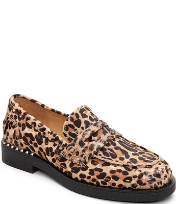 ASH Winona Leopard Printed Calf Hair Loafers