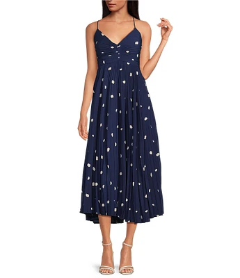 ASTR The Label Blythe Polka Dot V-Neck Sleeveless Midi Dress