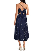ASTR The Label Blythe Polka Dot V-Neck Sleeveless Midi Dress