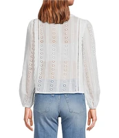 ASTR the Label Crew Neck Long Sleeve Aneska Eyelet Top