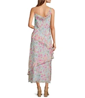 ASTR The Label Levina Floral Ruffle One Shoulder Maxi Dress