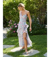 ASTR The Label Levina Floral Ruffle One Shoulder Maxi Dress