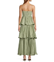 ASTR The Label Lupin Sweetheart Neck Sleeveless Plisse Tiered Maxi Dress