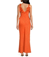 ASTR the Label Sorbae Ruffle V-Neck Sleeveless Side Slit Maxi Dress