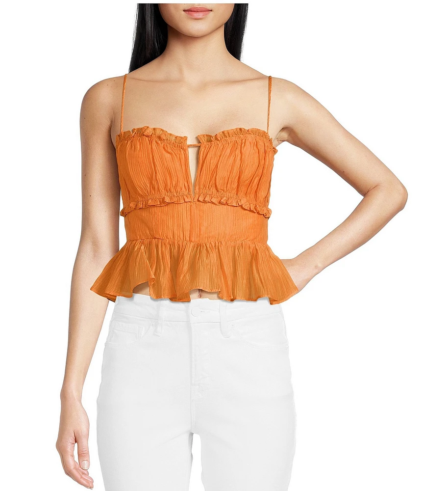 ASTR the Label Sylvan Sweetheart Neck Sleeveless Peplum Top
