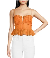 ASTR the Label Sylvan Sweetheart Neck Sleeveless Peplum Top