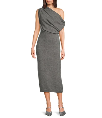 ASTR the Label Val One Shoulder Neck Sleeveless Sweater Midi Dress