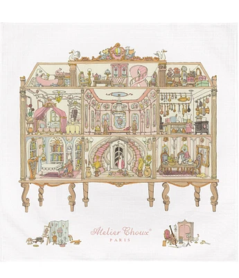 Atelier Choux Paris Organic Cotton Baby Dollhouse Swaddle Blanket with Gift Box