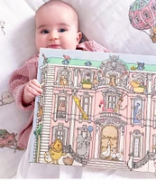 Atelier Choux Paris Organic Cotton Baby Dollhouse Swaddle Blanket with Gift Box