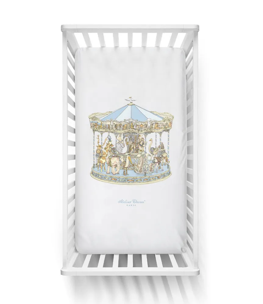 Atelier Choux Paris Baby Satin Carousel Fitted Crib Sheets