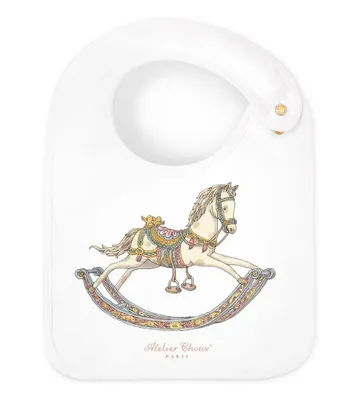 Atelier Choux Paris Organic Cotton Rocking Horse Reversible Satin Bib