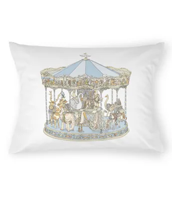 Atelier Choux Paris Satin Pink Carousel Print Decorative Nursery Pillow