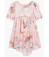 Ava & Yelly Big Girls 7-16 Flutter Sleeve Floral-Printed High-Low-Hem Babydoll Dress