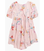 Ava & Yelly Big Girls 7-16 Flutter Sleeve Floral-Printed High-Low-Hem Babydoll Dress