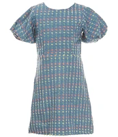 Ava & Yelly Big Girls 7-16 Short Sleeve Perforated Denim Shift Dress