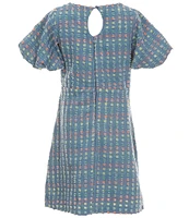 Ava & Yelly Big Girls 7-16 Short Sleeve Perforated Denim Shift Dress