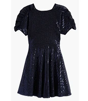 Ava & Yelly Big Girls Short Sleeve Sequin-Embellished A-Line Dress
