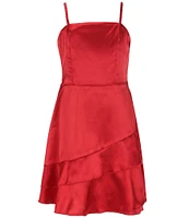 Ava & Yelly Big Girls 7-16 Sleeveless Asymmetrical-Skirted Satin Babydoll Dress