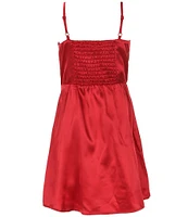 Ava & Yelly Big Girls 7-16 Sleeveless Asymmetrical-Skirted Satin Babydoll Dress