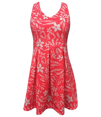 Ava & Yelly Big Girls 7-16 Sleeveless Printed Textured Rib Knit Fit-And-Flare Dress