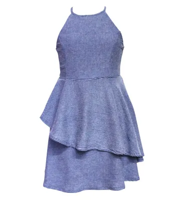 Ava & Yelly Big Girls 7-16 Sleeveless Textured-Stripe Knit Fit & Flare Dress