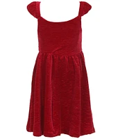 Ava & Yelly Big Girls 7-16 V-Neck Flutter Sleeve Velvet Fit-and-Flare Dress