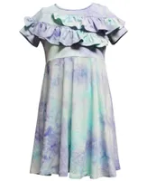 Ava & Yelly Little Girls 4-6X Short Sleeve Ruffled-Yoke Watercolor Printed Shift Dress