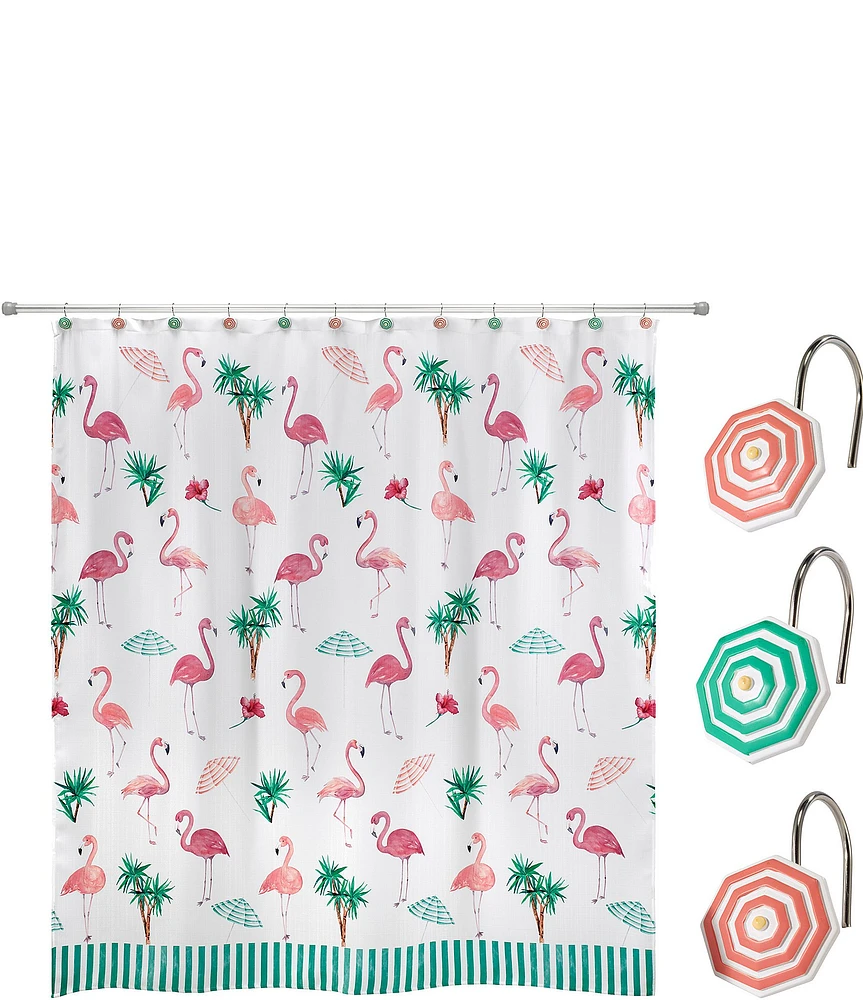 Avanti Linens 13-Piece Flamingo Paradise Shower Curtain And Hook Set