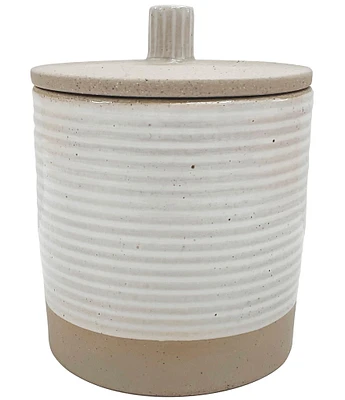 Avanti Linens Drift Collection Textured Ribbed Covered Jar