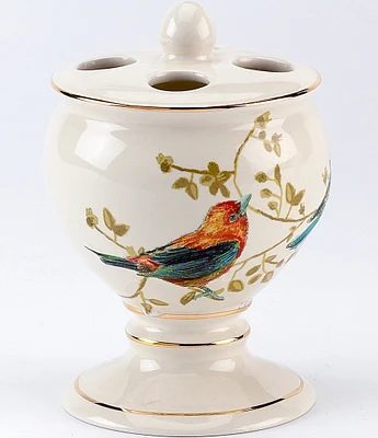 Avanti Linens Gilded Birds Ceramic Toothbrush Holder