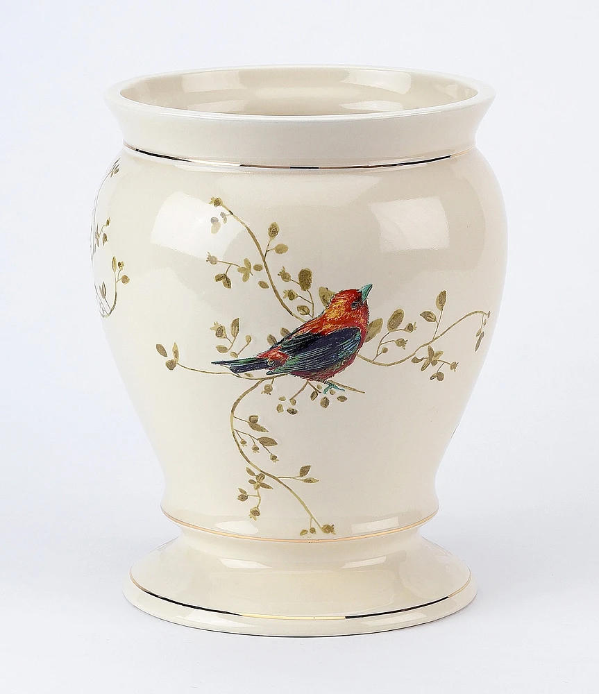 Avanti Linens Gilded Birds Ceramic Wastebasket