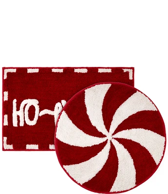 Avanti Linens HO HO HO Peppermint 2-Piece Rug Set