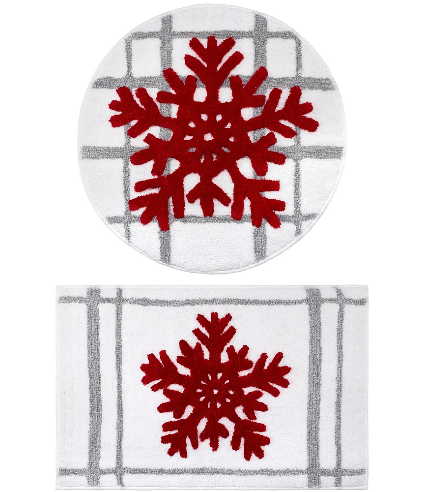 Avanti Linens Holiday Collection Snowflakes 2-Piece Rug Set