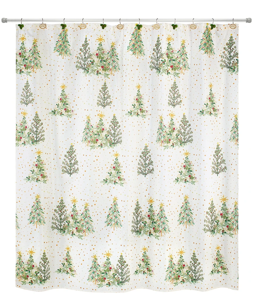 Avanti Linens Holiday Collection Tossed Trees Shower Curtain