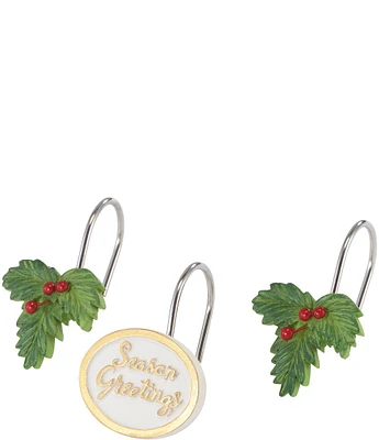 Avanti Linens Holiday Collection Tossed Trees Shower Curtain Hooks, Set of 12