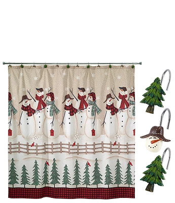 Avanti Linens Snowmen Gathering Collection 13-Piece Shower Curtain And Shower Hook Set