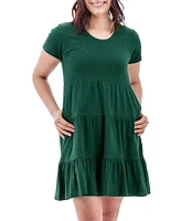 Aventura Asherton Solid Organic Cotton Blend Slub Knit Jersey Scoop Neck A-Line Dress