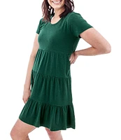 Aventura Asherton Solid Organic Cotton Blend Slub Knit Jersey Scoop Neck A-Line Dress