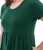 Aventura Asherton Solid Organic Cotton Blend Slub Knit Jersey Scoop Neck A-Line Dress