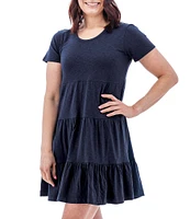 Aventura Asherton Solid Organic Cotton Blend Slub Knit Jersey Scoop Neck A-Line Dress
